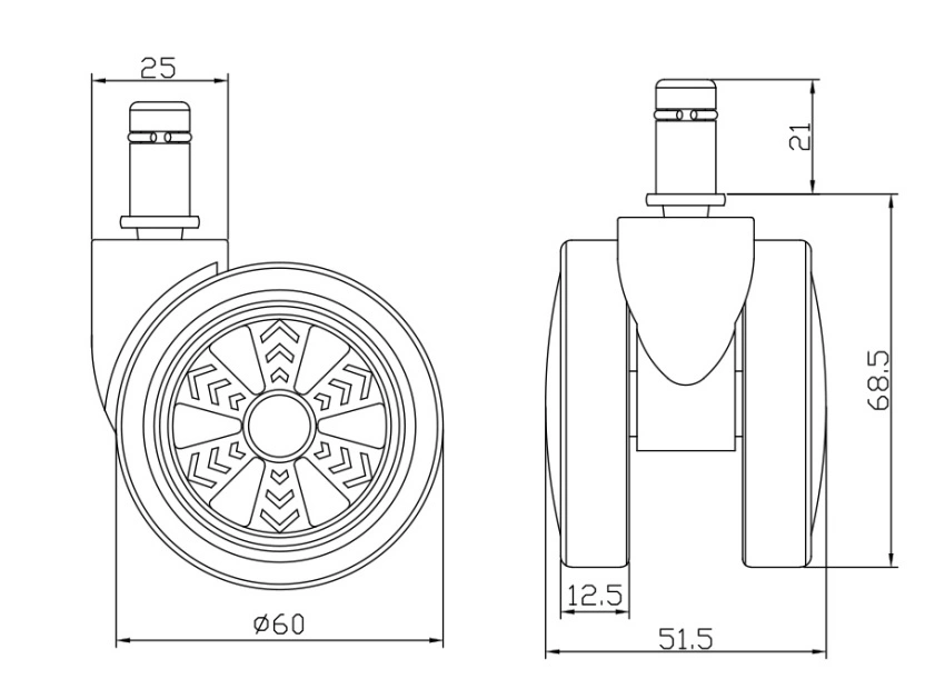 Swivel Caster Wheels for Office Chair, Plastic Mesh Chair Components